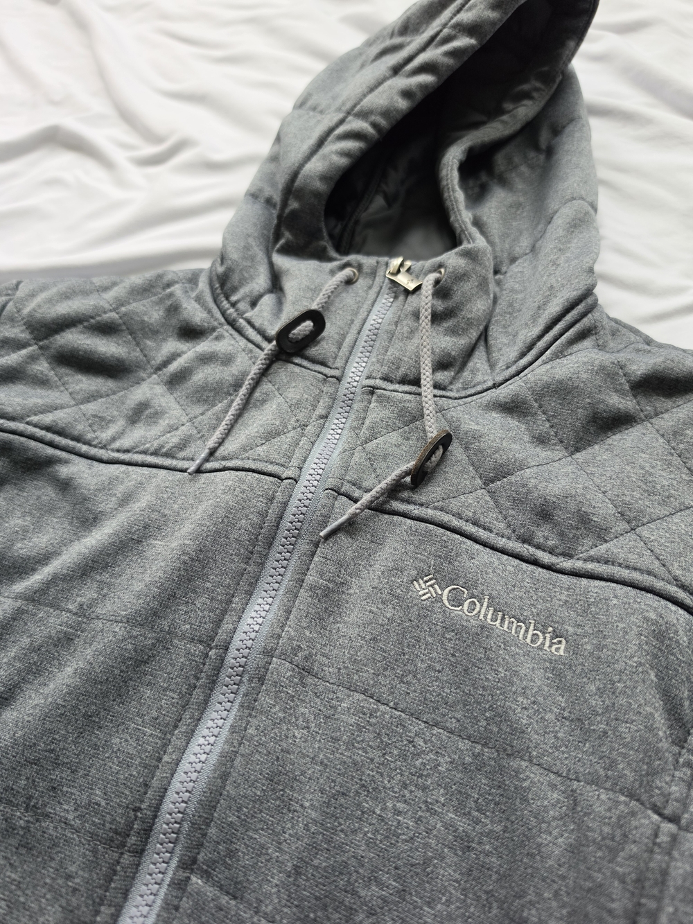 Columbia Womens Gray Midweight Quilted Hooded Jacket Size Medium